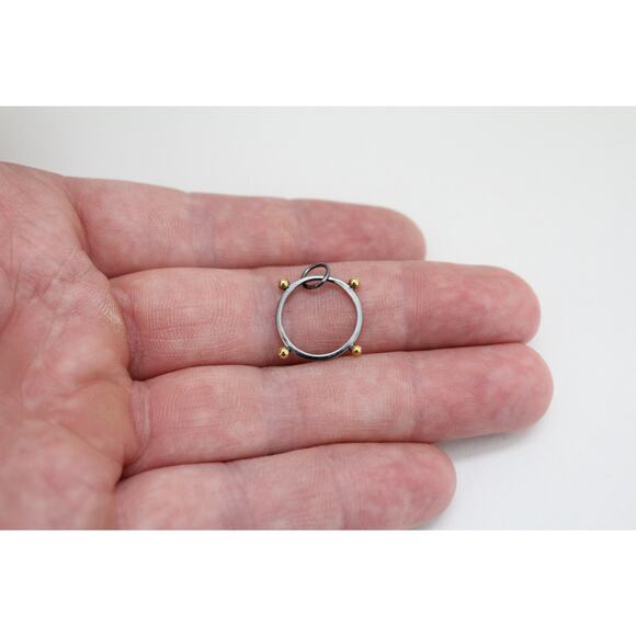 Black Finish Circle Pendant with Bronze Granulation - Picture 2 of 4